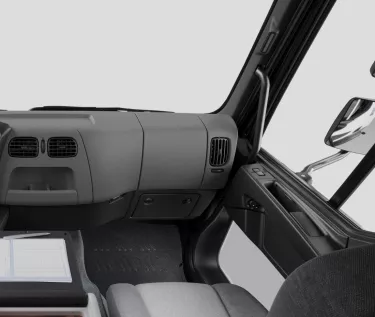 Renault Trucks E-Tech D equipped with new radars and cameras for the detection of vulnerable road users (VRU) as required by the European Union's General Safety Regulation (GSR), new steering wheel sans airbag